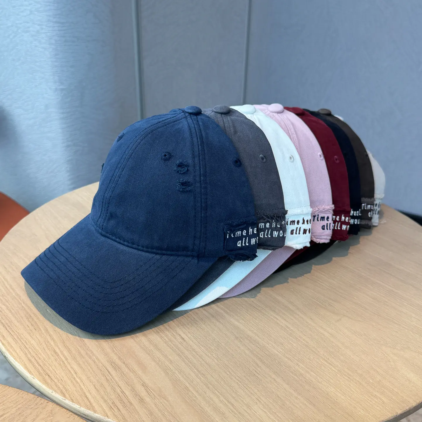 Autumn Distressed Baseball Caps for Women Large Head Wide Brim — feature 50
