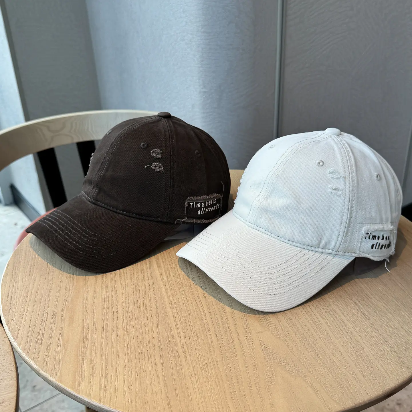 Autumn Distressed Baseball Caps for Women Large Head Wide Brim — feature 7