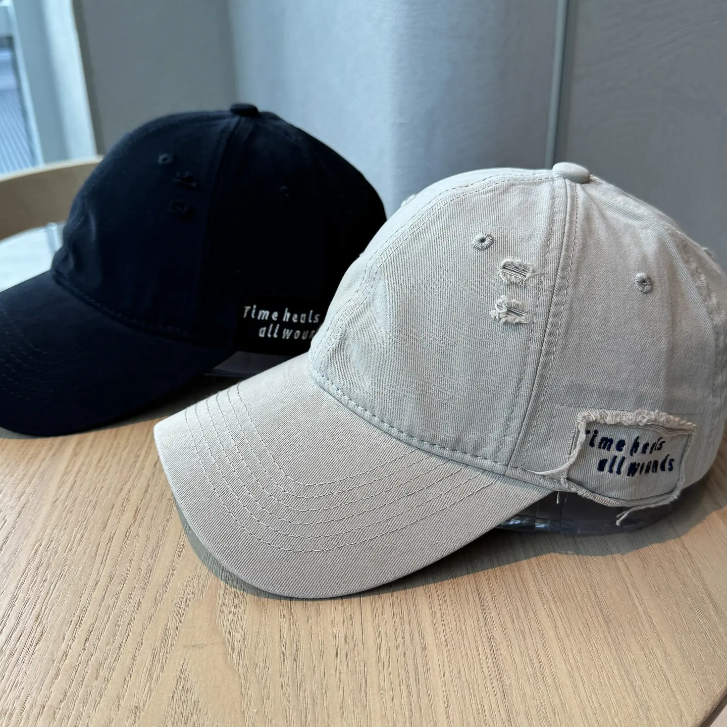Autumn Distressed Baseball Caps for Women Large Head Wide Brim — feature 9
