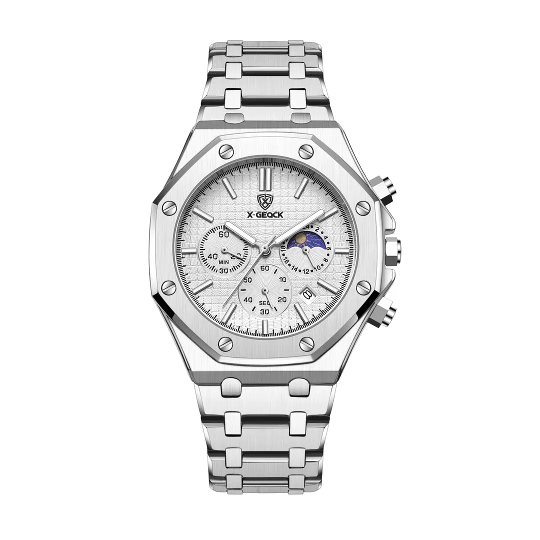 Popular Foreign Trade Men's Watch Fashion Octagonal Fully Automatic Business Non-Mechanical Quartz Watch Steel Band Cross-Border Wholesale