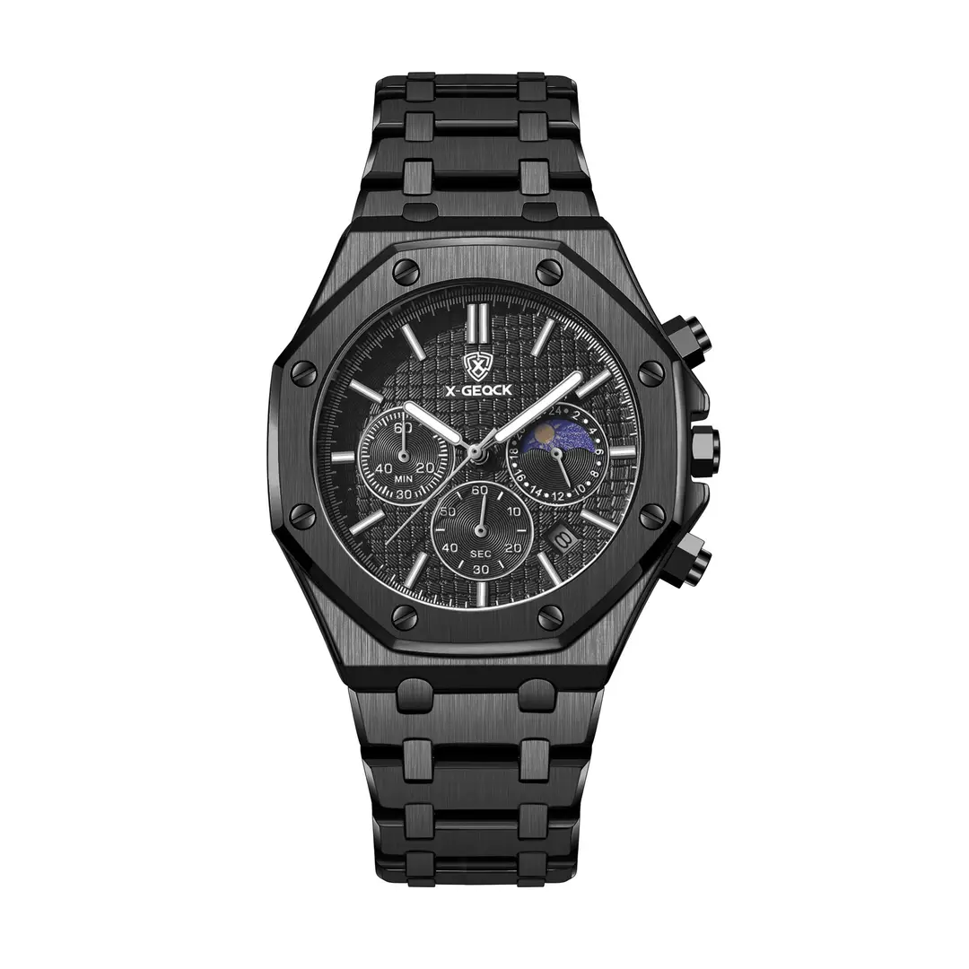Popular Foreign Trade Men's Watch Fashion Octagonal Fully Automatic Business Non-Mechanical Quartz Watch Steel Band Cross-Border Wholesale