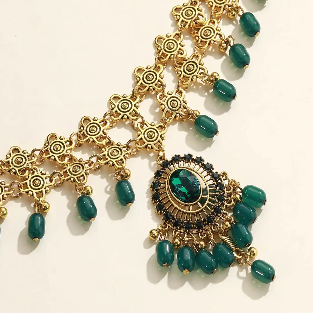 Bohemian Geometric Diamond Tassel Pearl Waist Chain Retro Ethnic Exotic Style Long Fashion Waist Accessories