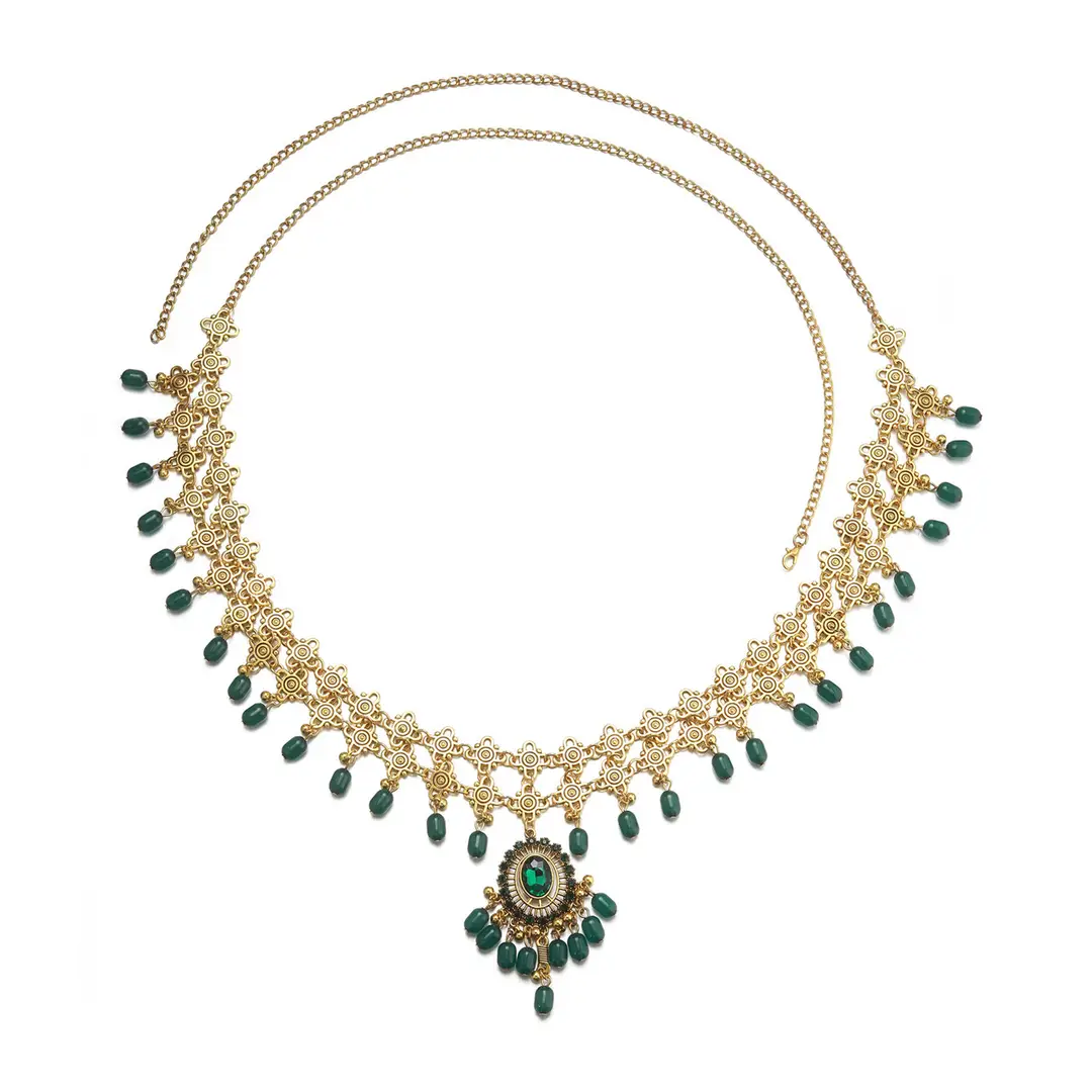 Bohemian Geometric Diamond Tassel Pearl Waist Chain Retro Ethnic Exotic Style Long Fashion Waist Accessories — feature 27