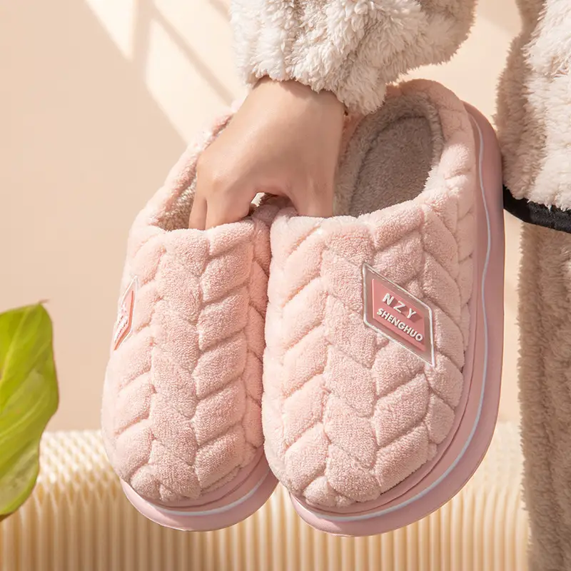 2025 Cotton Warm Slippers for Women Pink - Image 18
