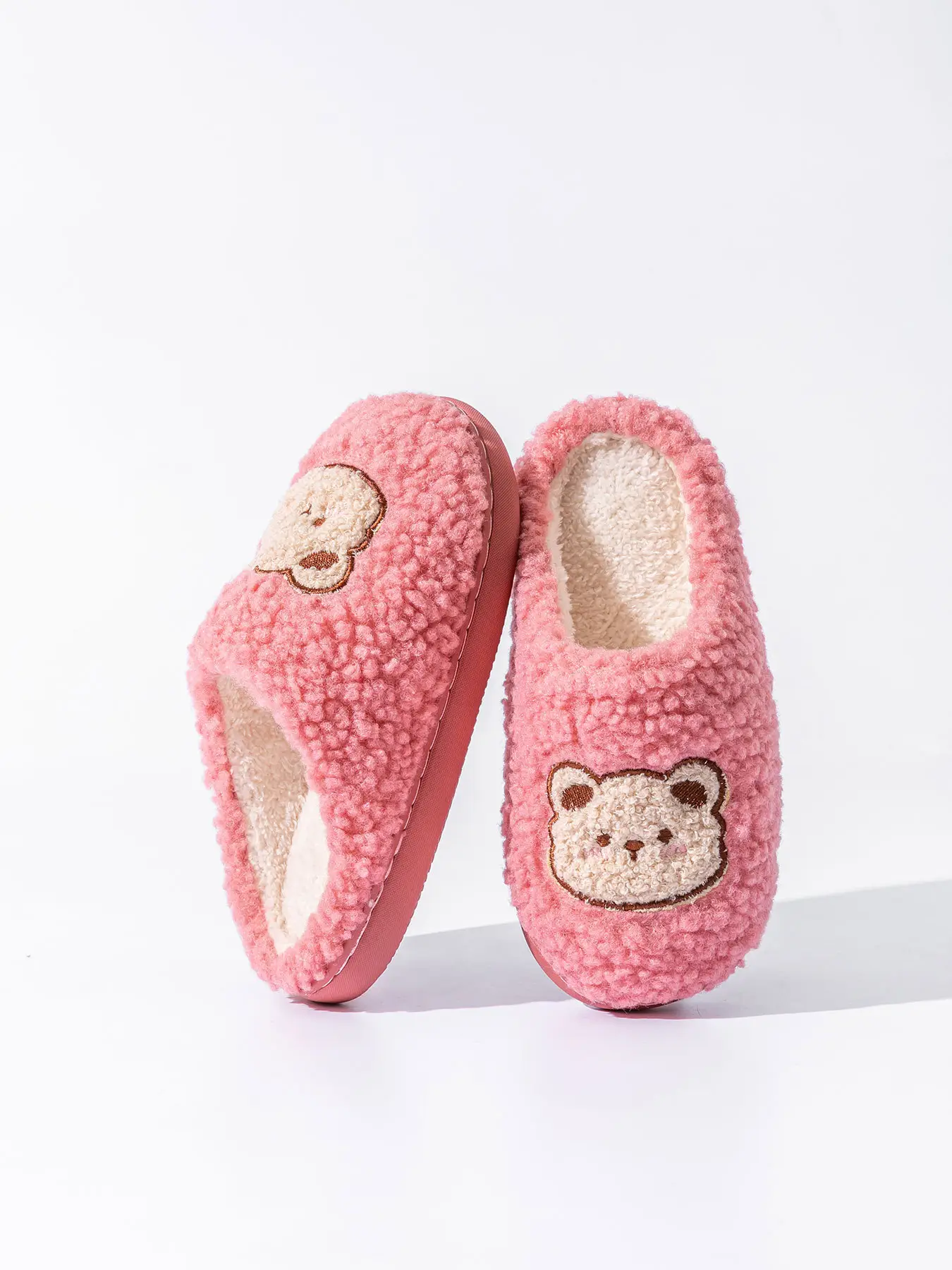 2025 Winter Cotton Slippers for Women Pink Bear Design — feature 1