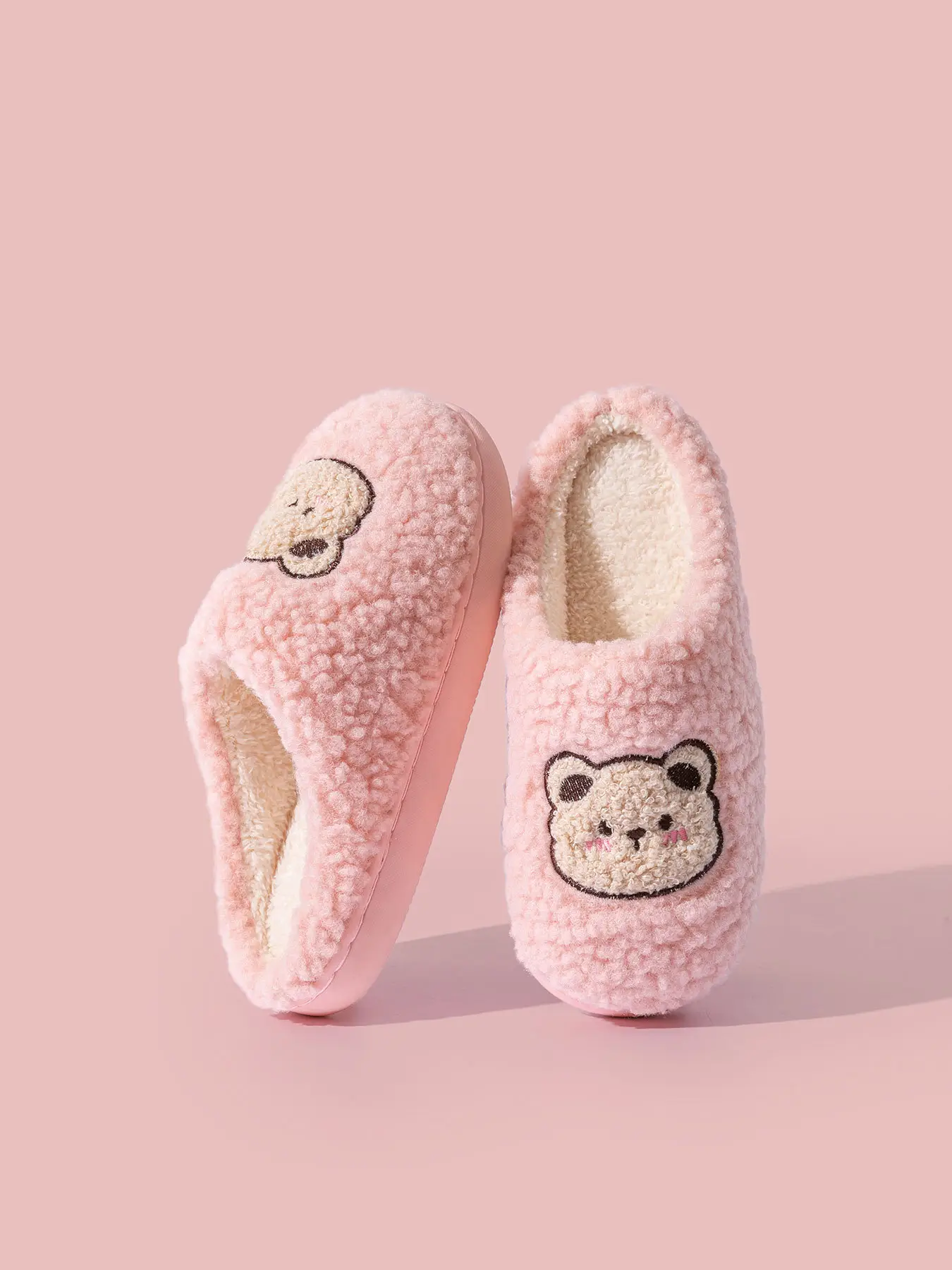 2025 Winter Cotton Slippers for Women Pink Bear Design — feature 10