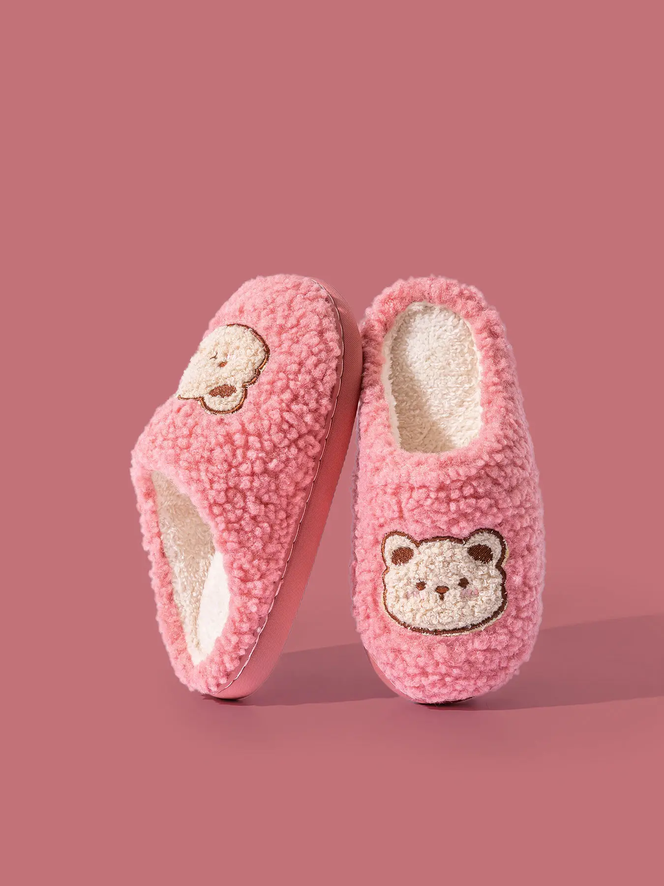 2025 Winter Cotton Slippers for Women Pink Bear Design — feature 2