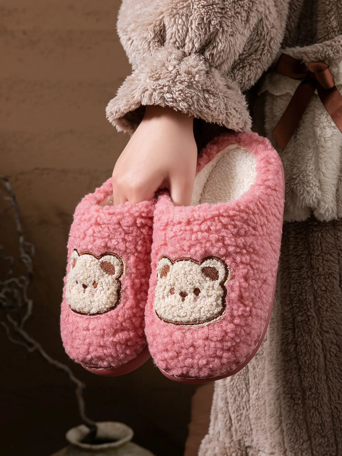 2025 Winter Cotton Slippers for Women Pink Bear Design — feature 26