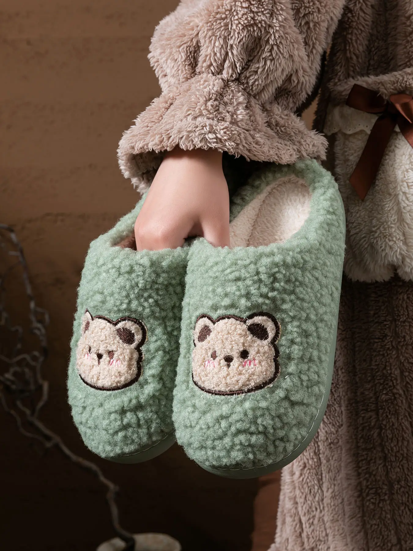 2025 Winter Cotton Slippers for Women Pink Bear Design — feature 27