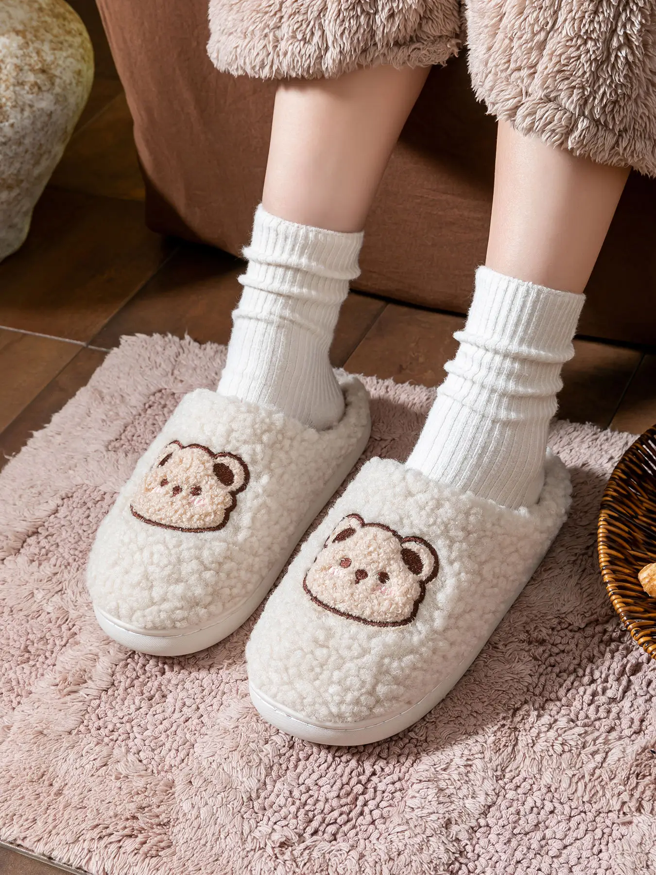 2025 Winter Cotton Slippers for Women Pink Bear Design — feature 30