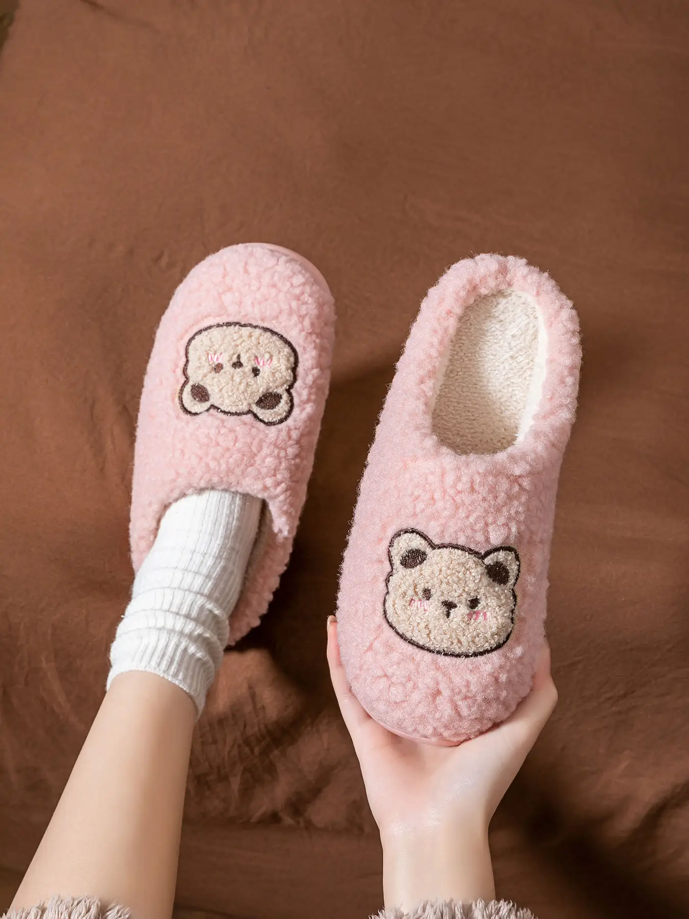 2025 Winter Cotton Slippers for Women Pink Bear Design — feature 31