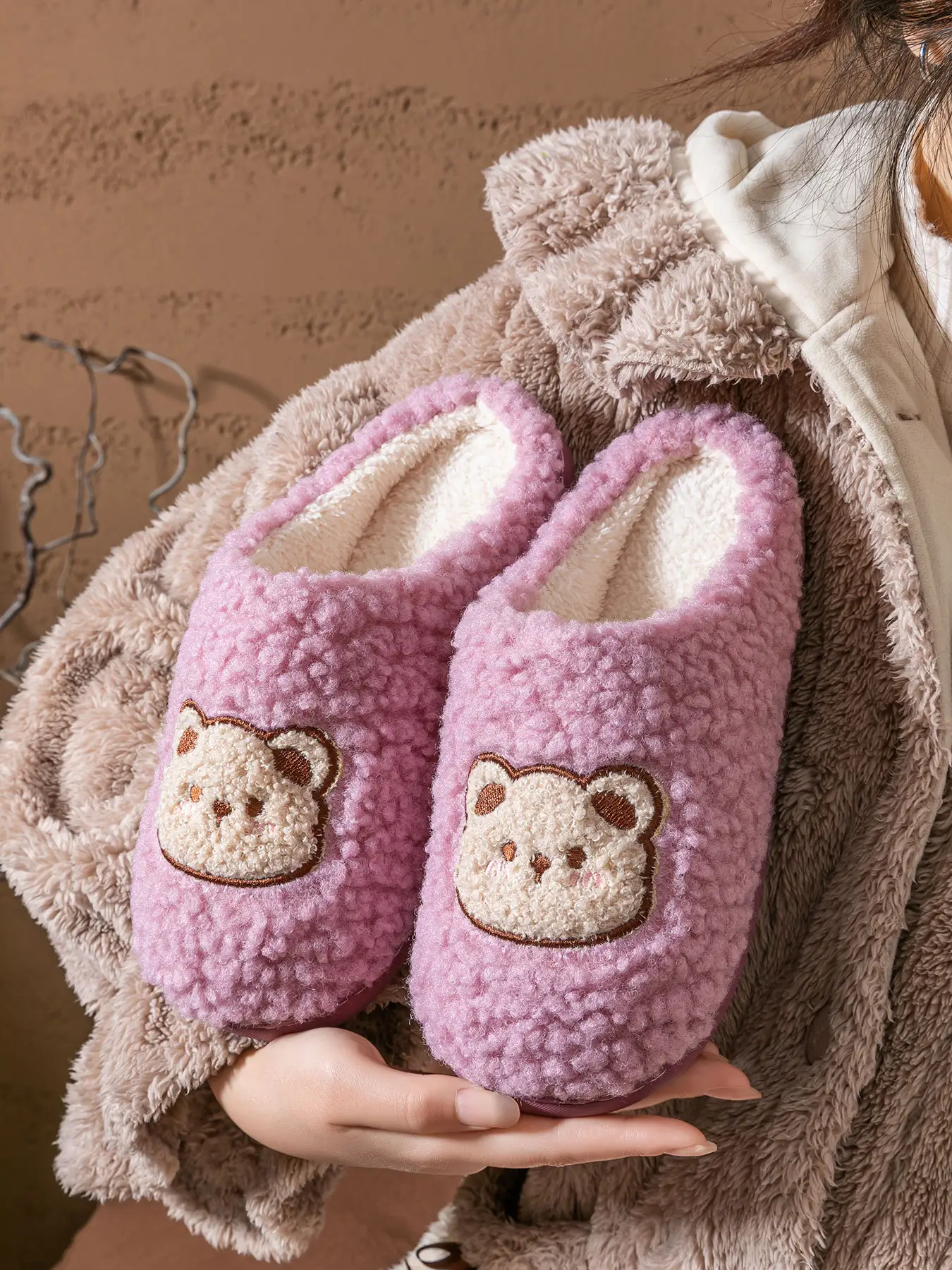 2025 Winter Cotton Slippers for Women Pink Bear Design — feature 32