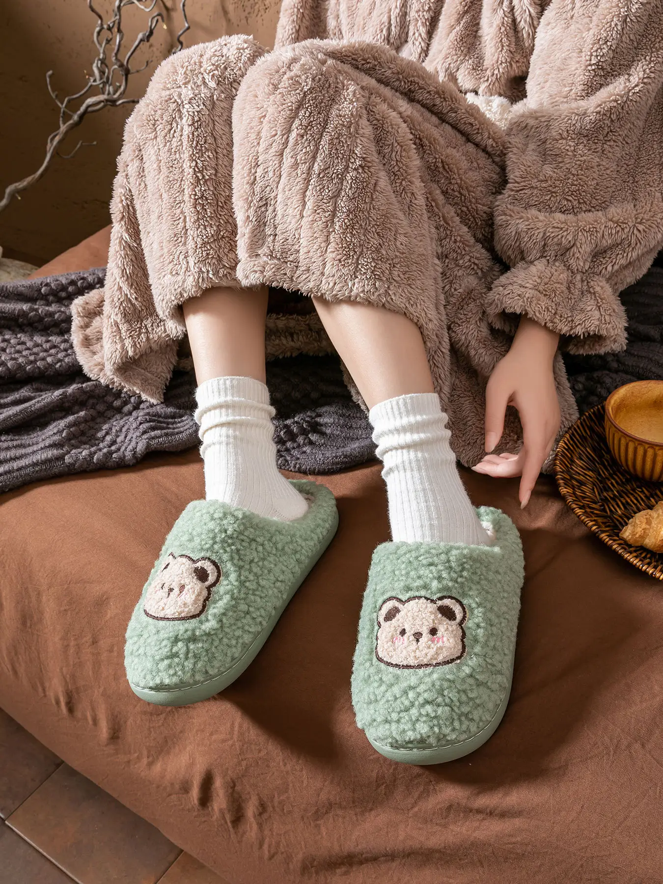 2025 Winter Cotton Slippers for Women Pink Bear Design — feature 33