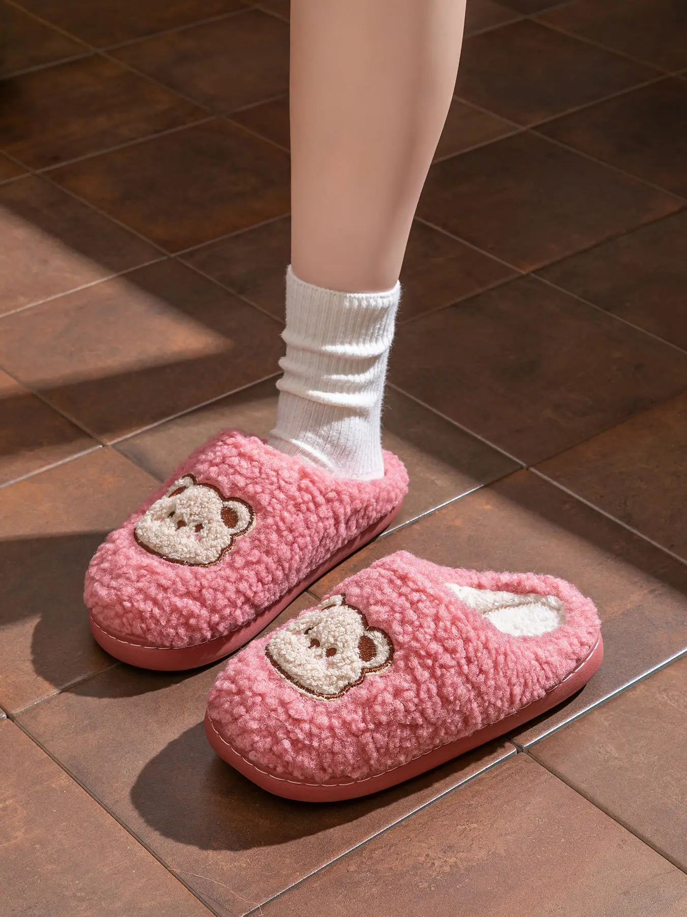 2025 Winter Cotton Slippers for Women Pink Bear Design — feature 34