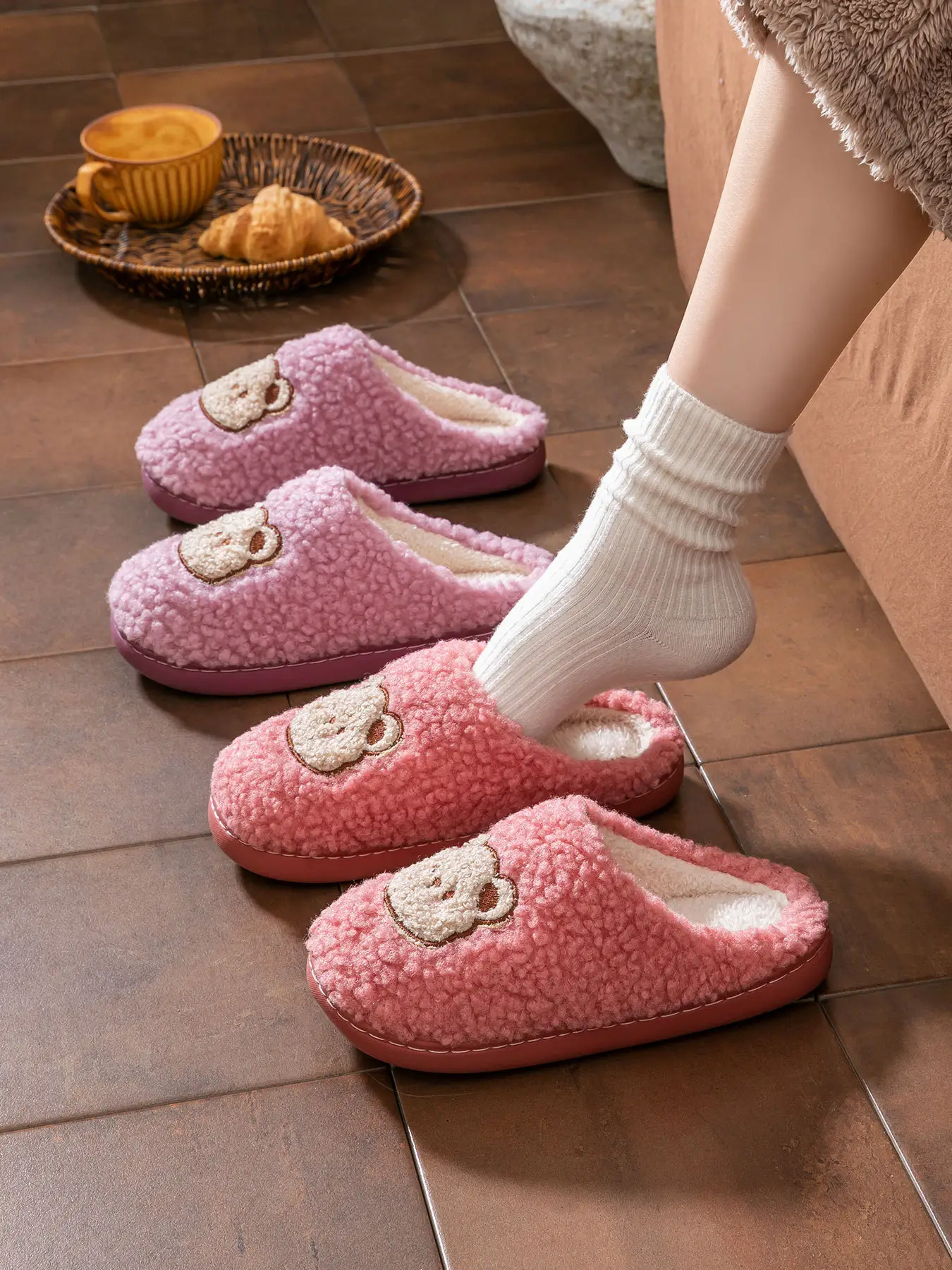 2025 Winter Cotton Slippers for Women Pink Bear Design — feature 35