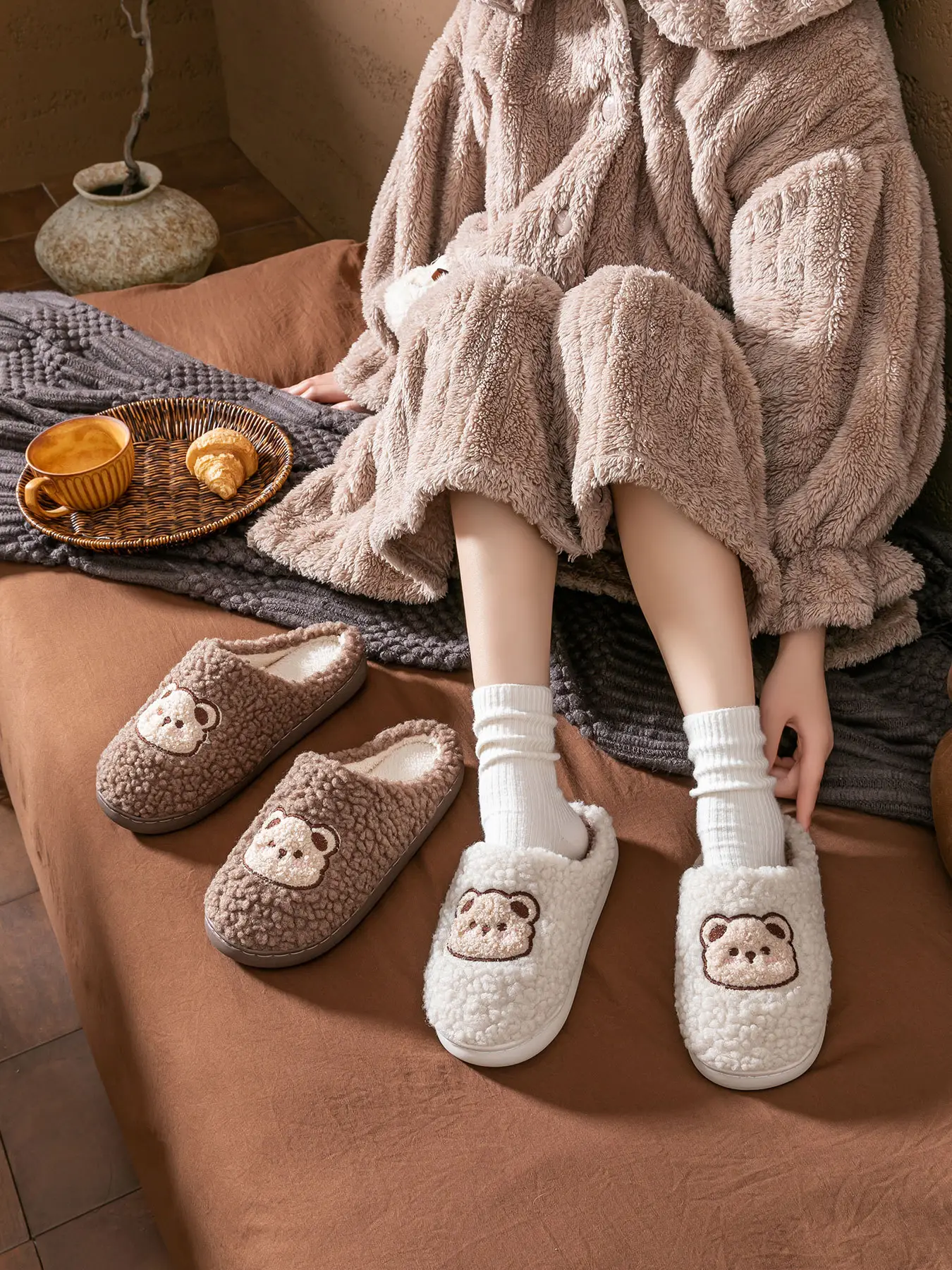 2025 Winter Cotton Slippers for Women Pink Bear Design — feature 36