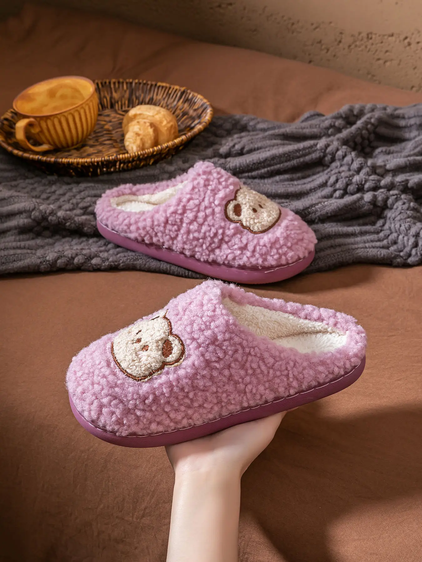 2025 Winter Cotton Slippers for Women Pink Bear Design — feature 41