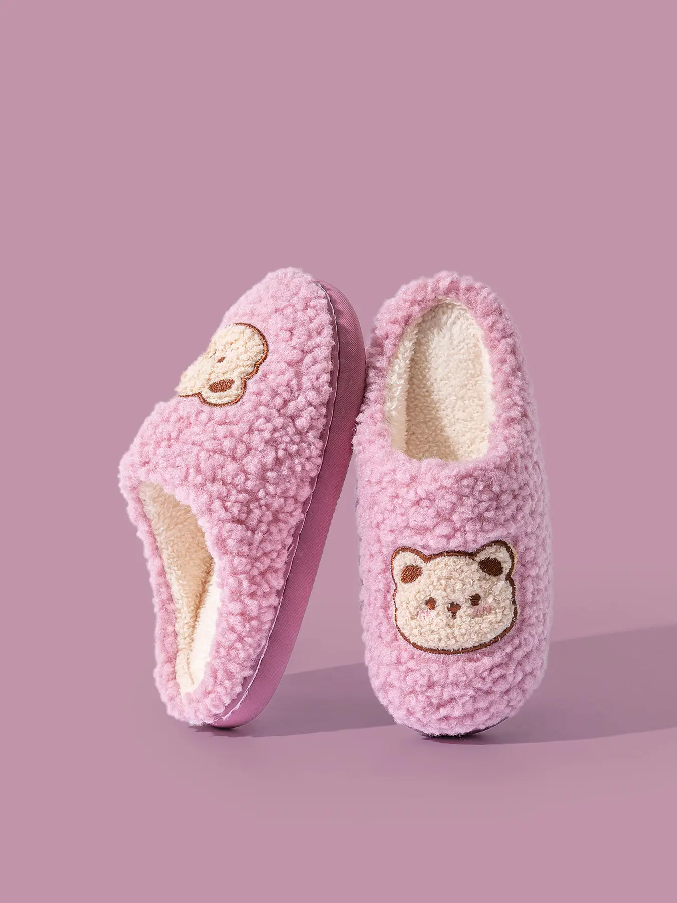 2025 Winter Cotton Slippers for Women Pink Bear Design — feature 8