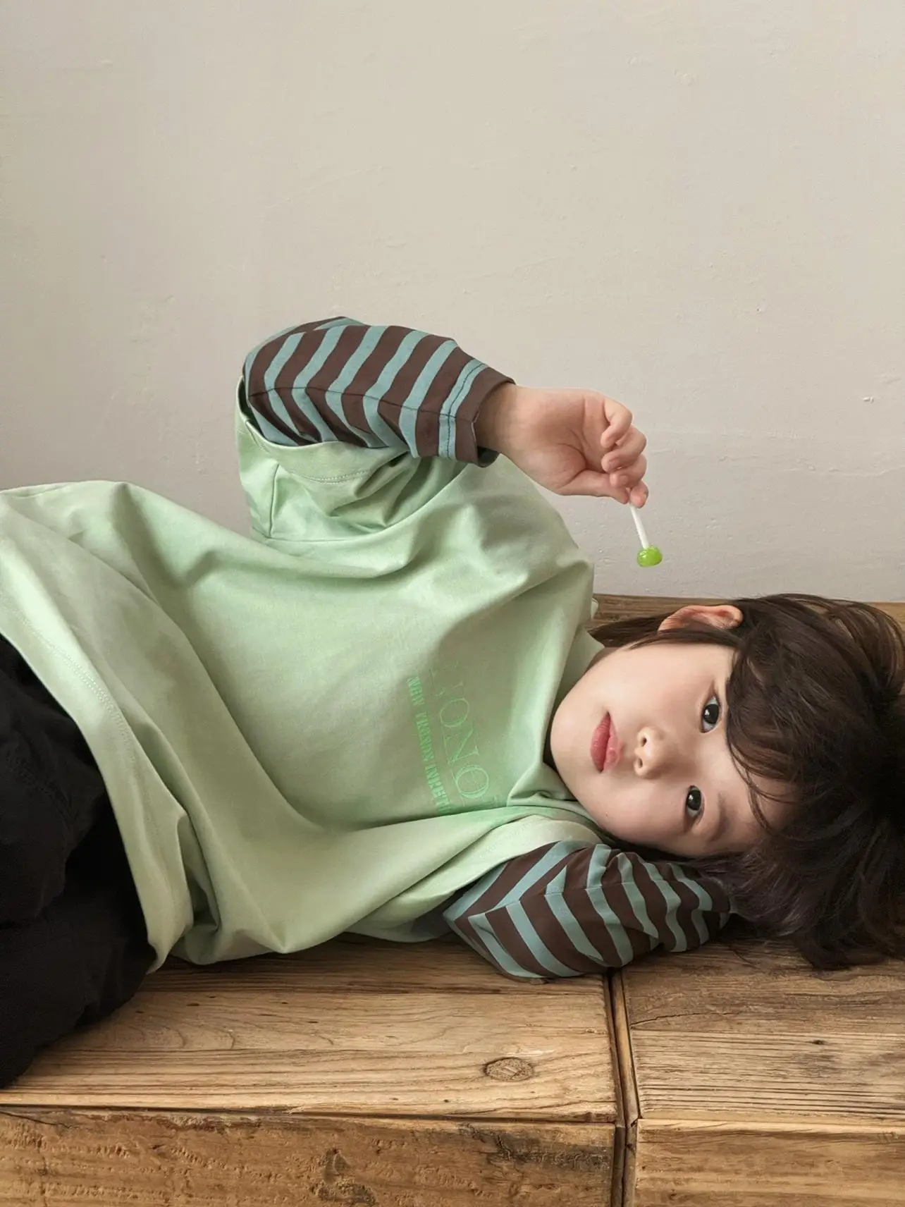 Korean Style Faux Cotton Boys T-Shirt Mint Green - Image 4