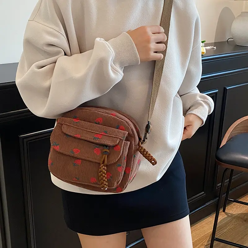 Vintage Harajuku Corduroy Phone Bag for Girls - Image 6