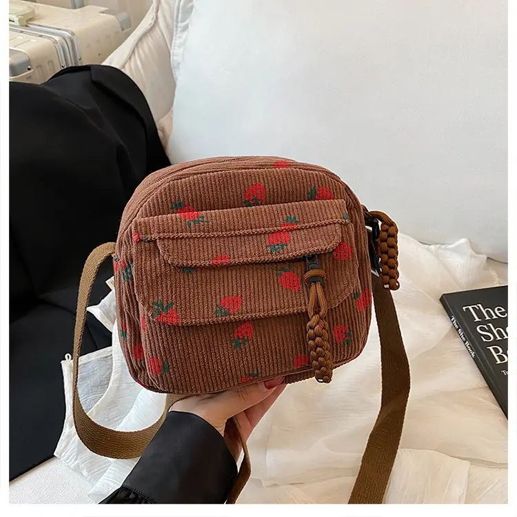 Vintage Harajuku Corduroy Phone Bag for Girls — feature 13