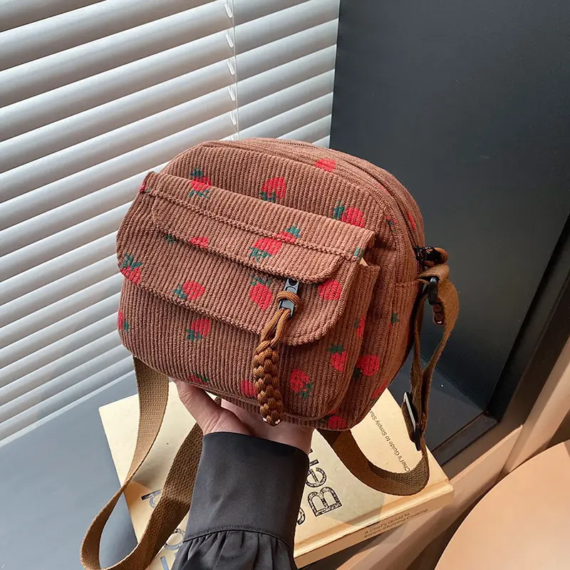 Vintage Harajuku Corduroy Phone Bag for Girls - Image 3