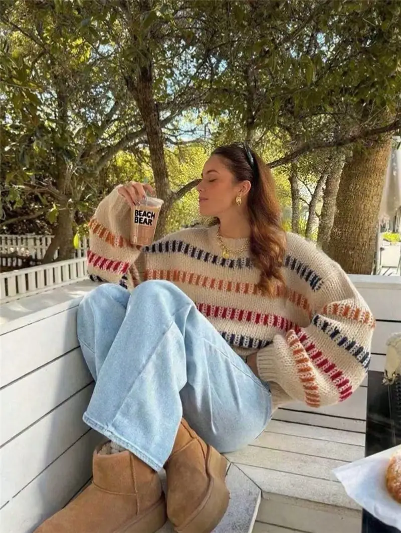 European American Cross-Border Knitted Sweater 2025 Casual Loose Bat-Sleeve - Image 7
