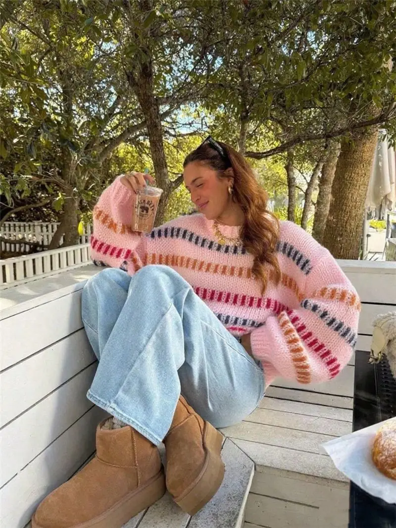 European American Cross-Border Knitted Sweater 2025 Casual Loose Bat-Sleeve - Image 8