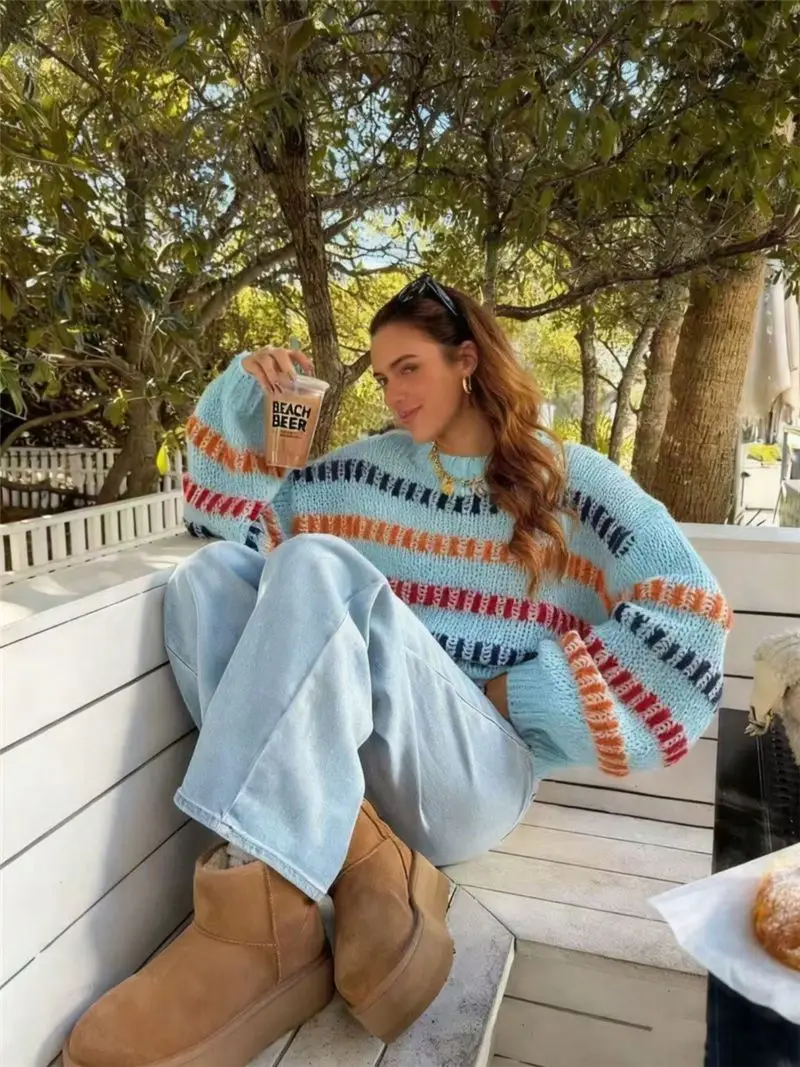 European American Cross-Border Knitted Sweater 2025 Casual Loose Bat-Sleeve — feature 13