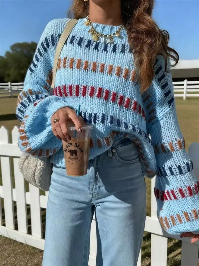 European American Cross-Border Knitted Sweater 2025 Casual Loose Bat-Sleeve — feature 14