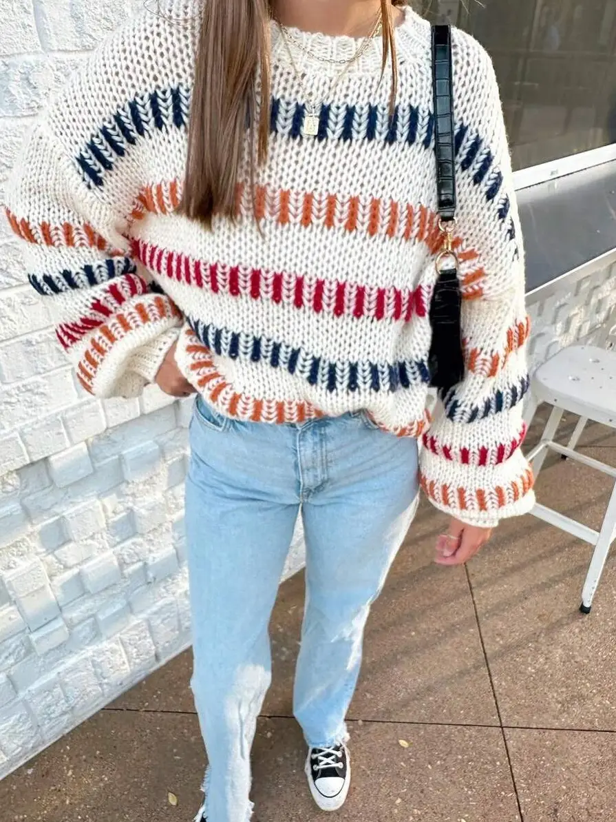 European American Cross-Border Knitted Sweater 2025 Casual Loose Bat-Sleeve — feature 6