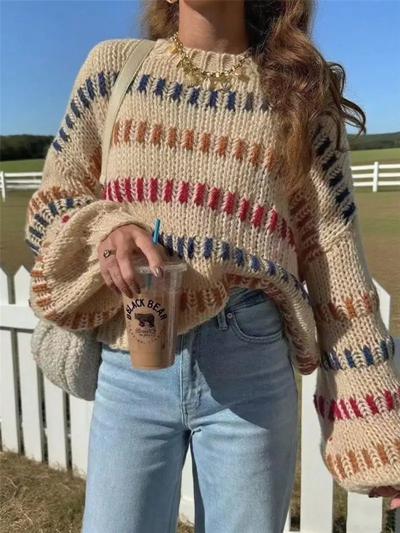 European American Cross-Border Knitted Sweater 2025 Casual Loose Bat-Sleeve — feature 9