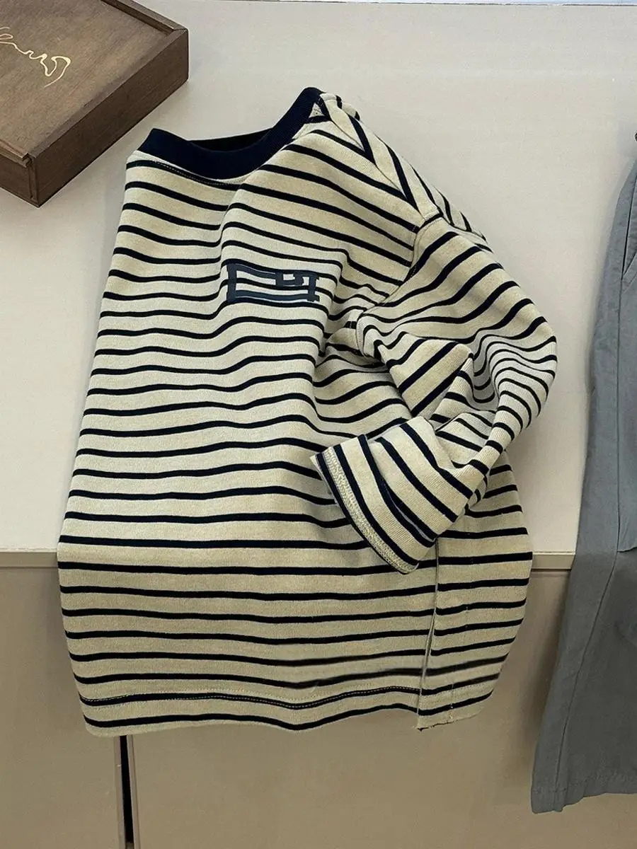 Children Striped Long Sleeve Crewneck T-Shirt 2026 — feature 3