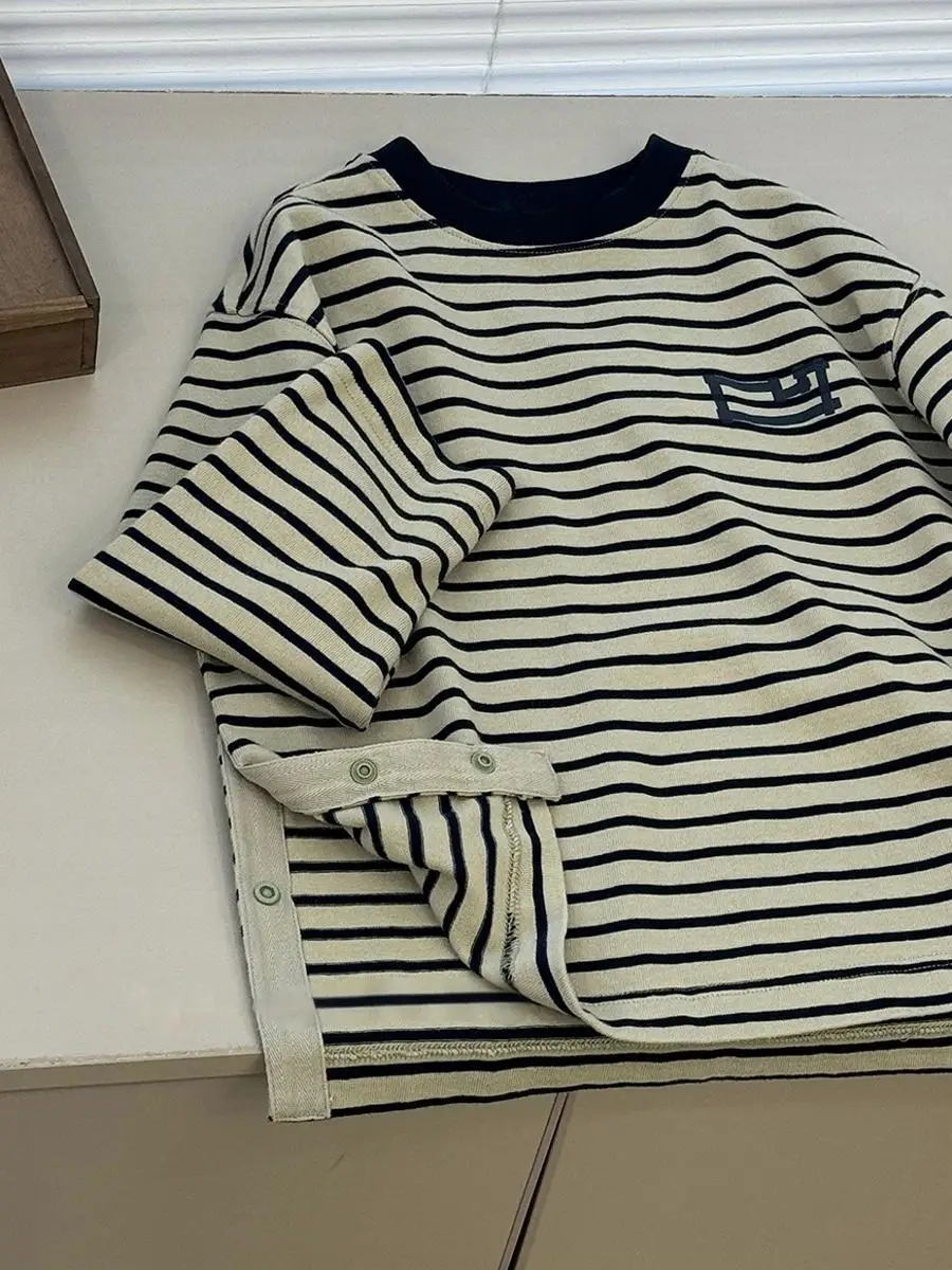 Children Striped Long Sleeve Crewneck T-Shirt 2026 — feature 5