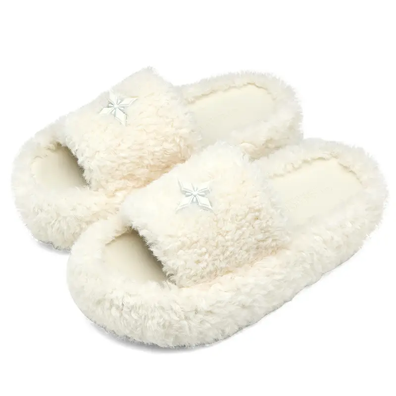 Lidani Thick-Soled Furry Slippers for Women, New 2025 Model for Outdoor Wear, Plush Cotton Slippers for Women, Autumn and Winter