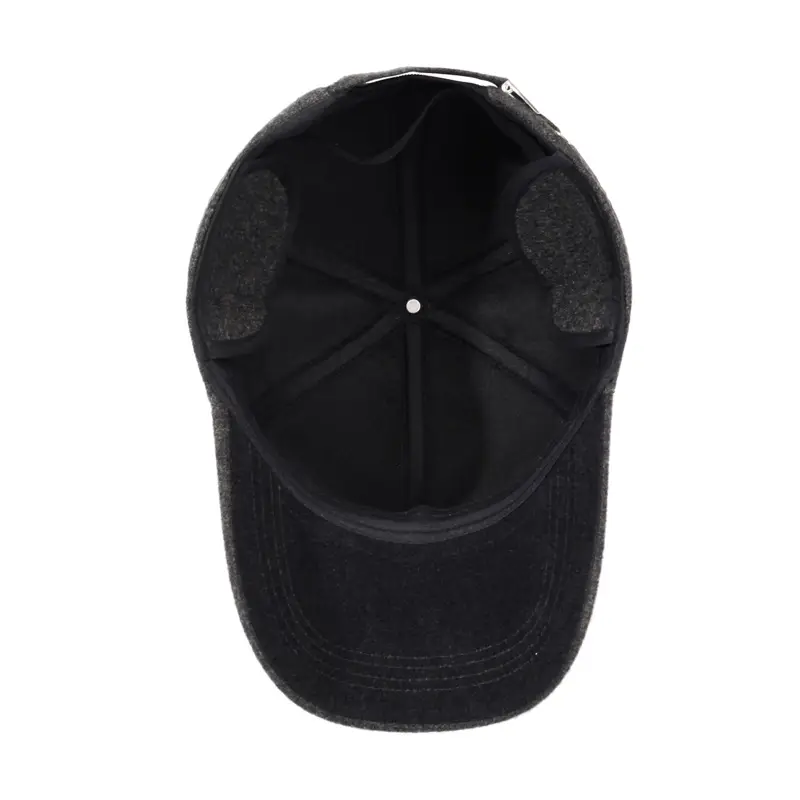 Men's Wool Baseball Cap Navy Winter Warm Ear Protection - Image 6