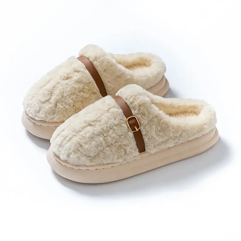 Winter High-Bottom Cotton Slippers for Women Autumn and Winter 2025 New Indoor Home Non-Slip Warm Plush Cotton Slippers - Image 10