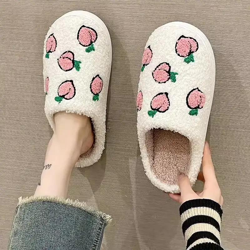 Women Cotton Christmas Tree Slippers Warm Winter