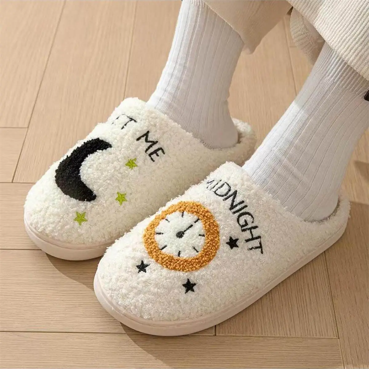 Women Cotton Christmas Tree Slippers Warm Winter