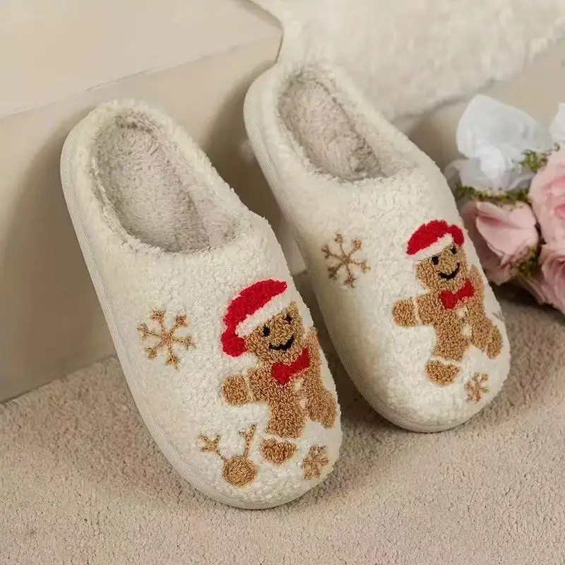 Women Cotton Christmas Tree Slippers Warm Winter