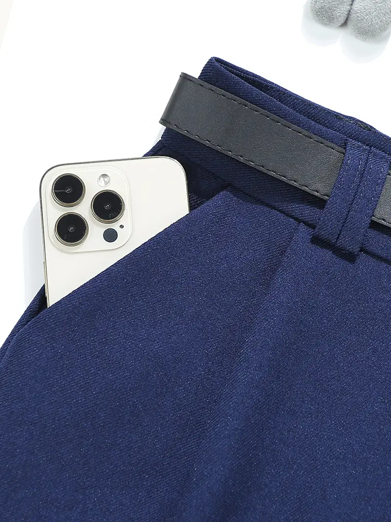 White Curved Shorts with Belt 2025 Autumn Wear — feature 7