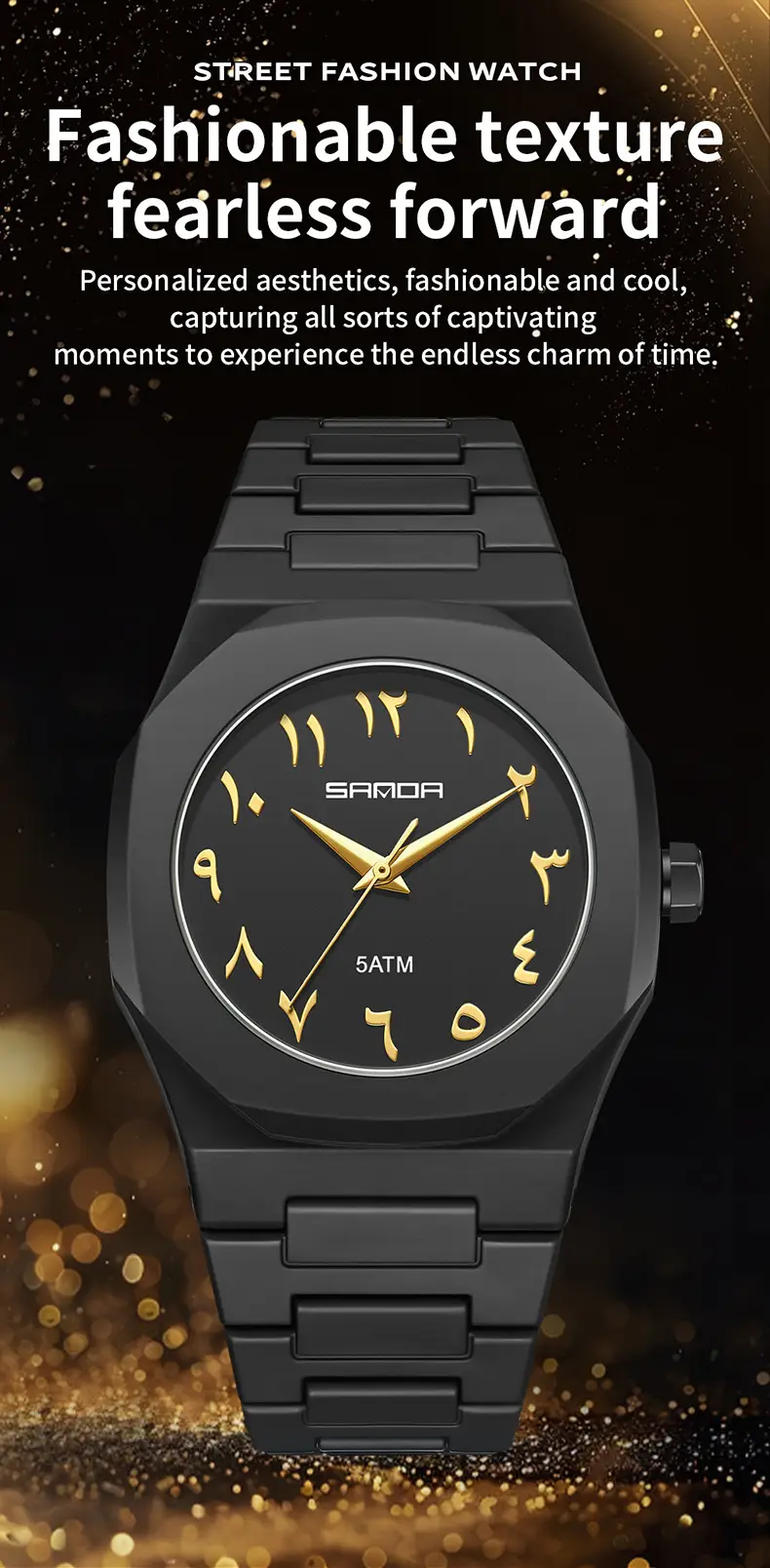 Sanda Cross-Border Watch with Creative Digital Scale, Shell Surface, 50m Waterproof, Black and White Classic Fashion Quartz Watch — feature 23