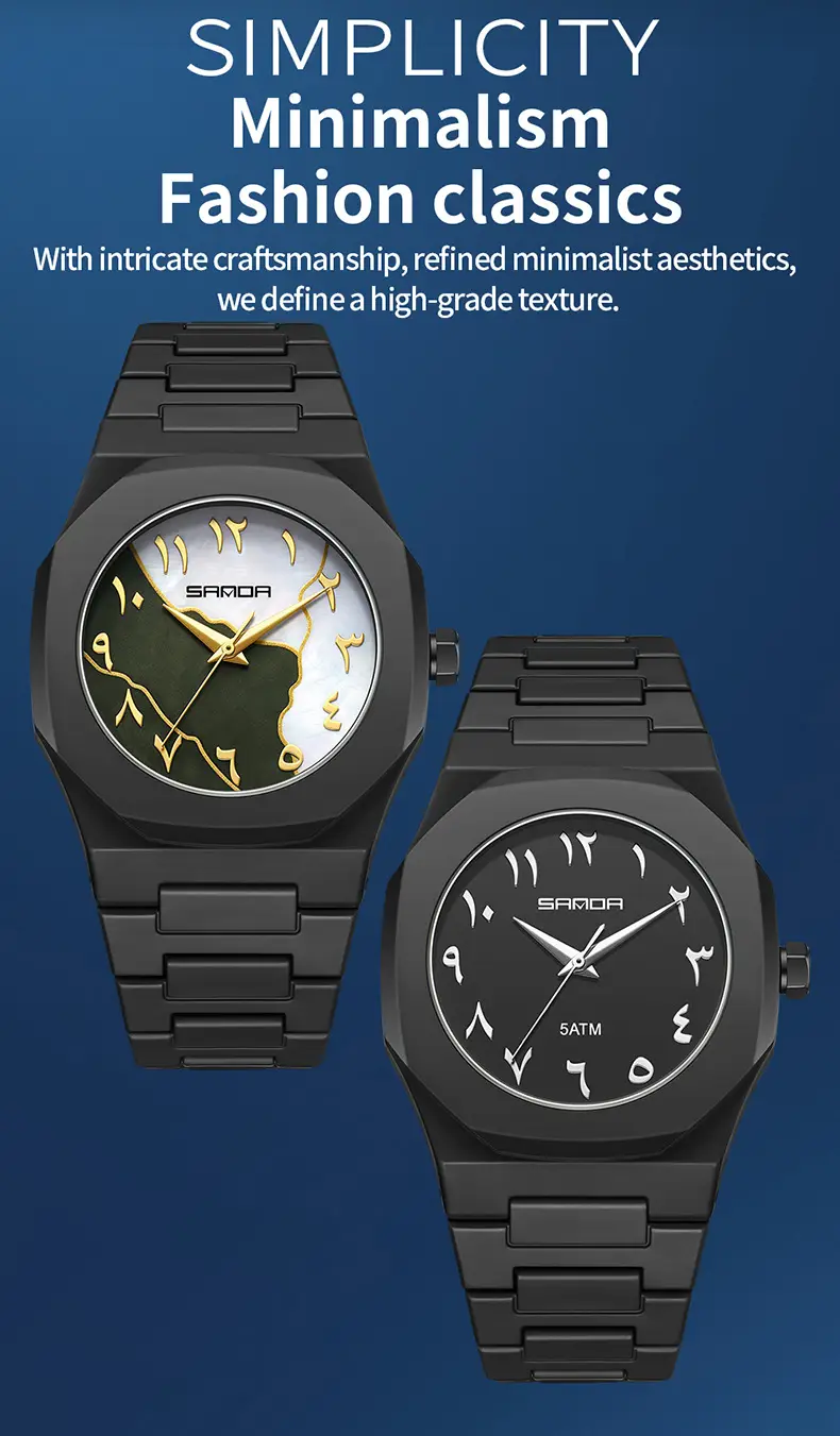 Sanda Cross-Border Watch with Creative Digital Scale, Shell Surface, 50m Waterproof, Black and White Classic Fashion Quartz Watch — feature 26