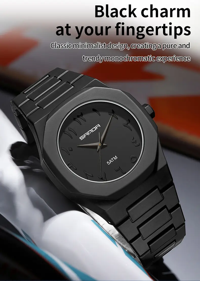 Sanda Cross-Border Watch with Creative Digital Scale, Shell Surface, 50m Waterproof, Black and White Classic Fashion Quartz Watch — feature 30