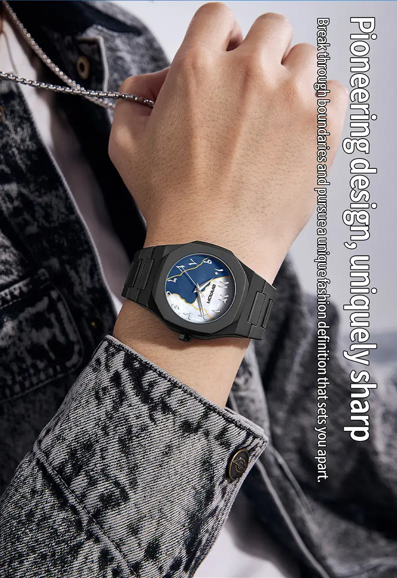 Sanda Cross-Border Watch with Creative Digital Scale, Shell Surface, 50m Waterproof, Black and White Classic Fashion Quartz Watch — feature 32