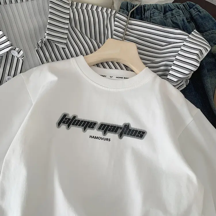 Boys Long Sleeve Cotton White T-Shirt Spring Autumn 2025