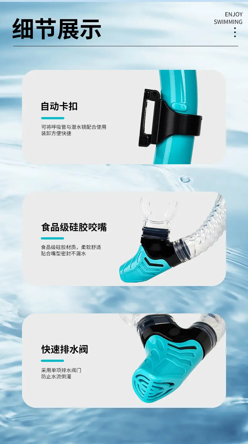 Source Factory Adult Snorkel Snorkeling Full Dry Diving Respirator Underwater Swimming Equipment in Various Colors — feature 3