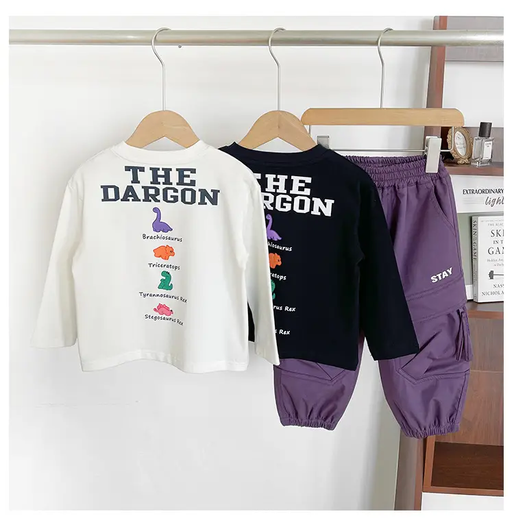 Kids Dinosaur Print T-Shirt & Pants Set for Boys — feature 9