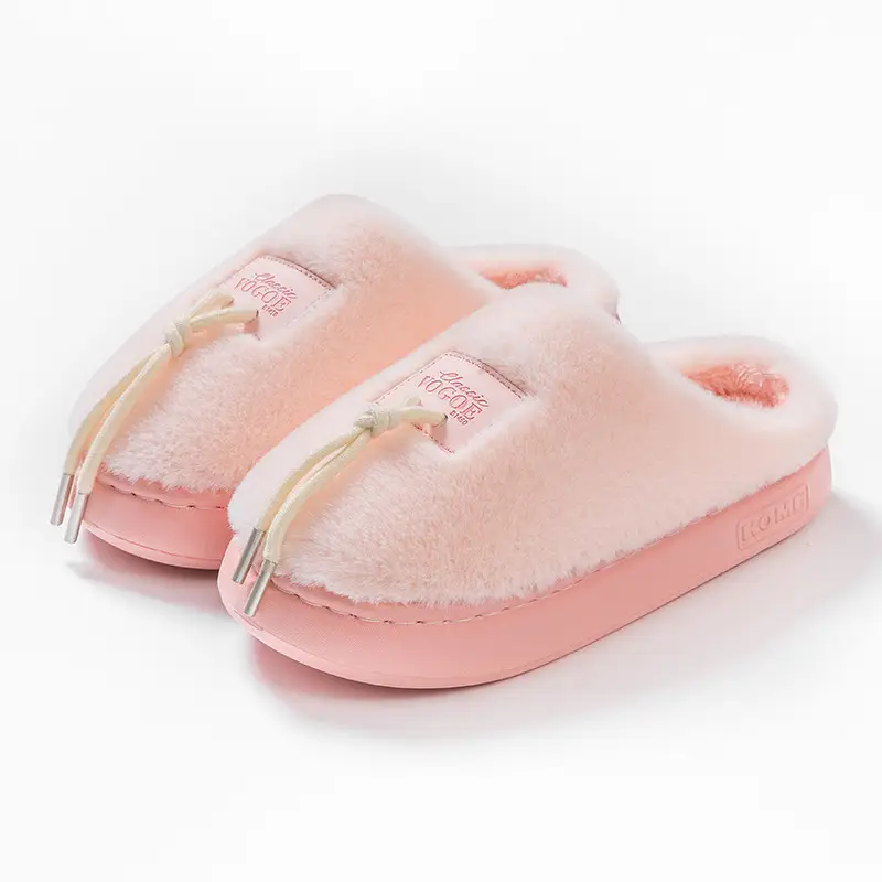 Men's Pink Cotton Winter Slippers Anti-Slip Soft Warm - Image 10
