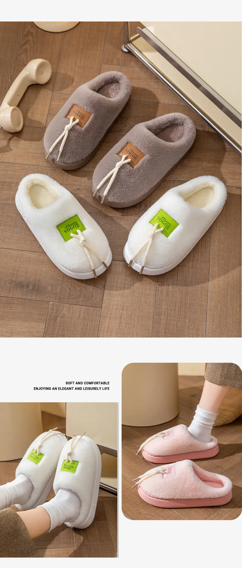 Men's Pink Cotton Winter Slippers Anti-Slip Soft Warm — feature 21